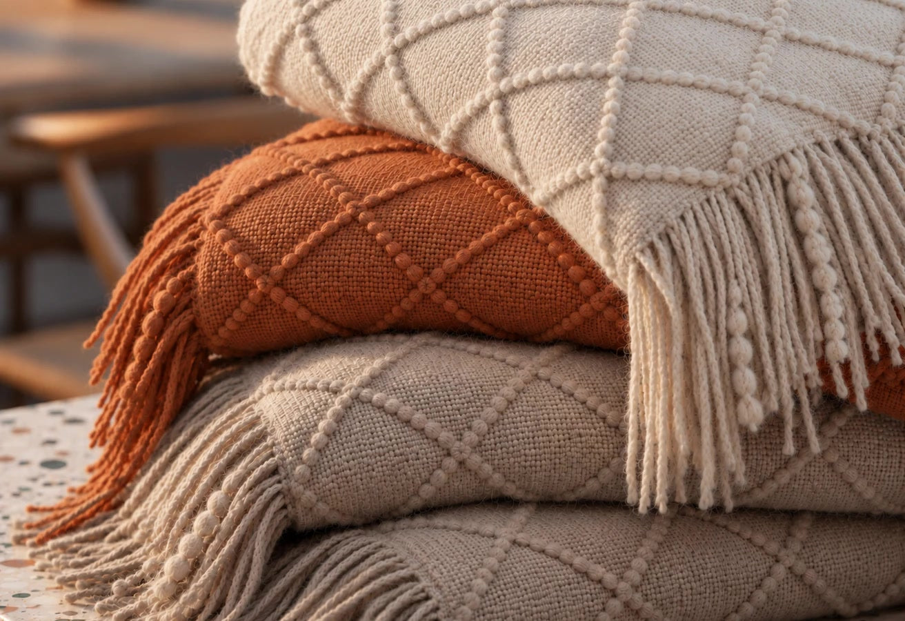 The four BOHEM colourways folded in a stack
